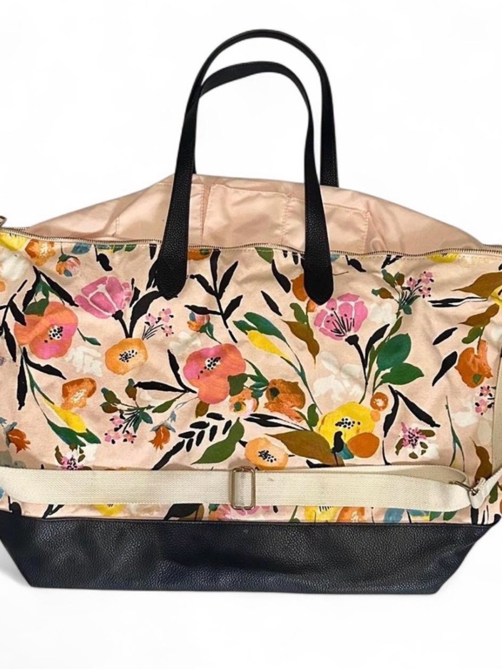 a new day Floral and Black Tote Bag